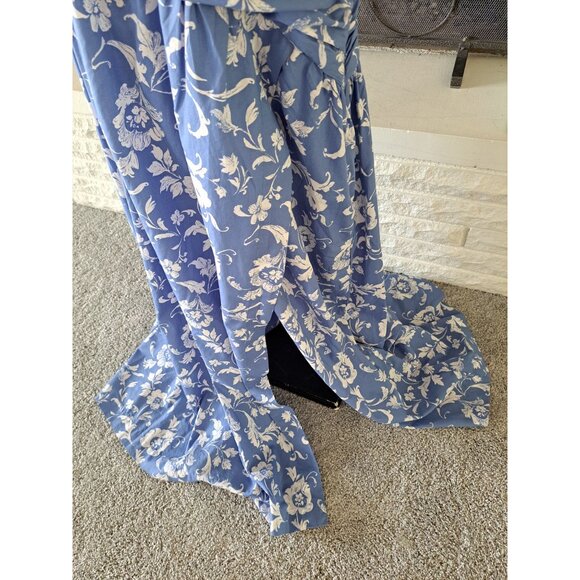 New Abercrombie & Fitch Large Women's One-Shoulder White Blue Floral Maxi Dress - Picture 5 of 13